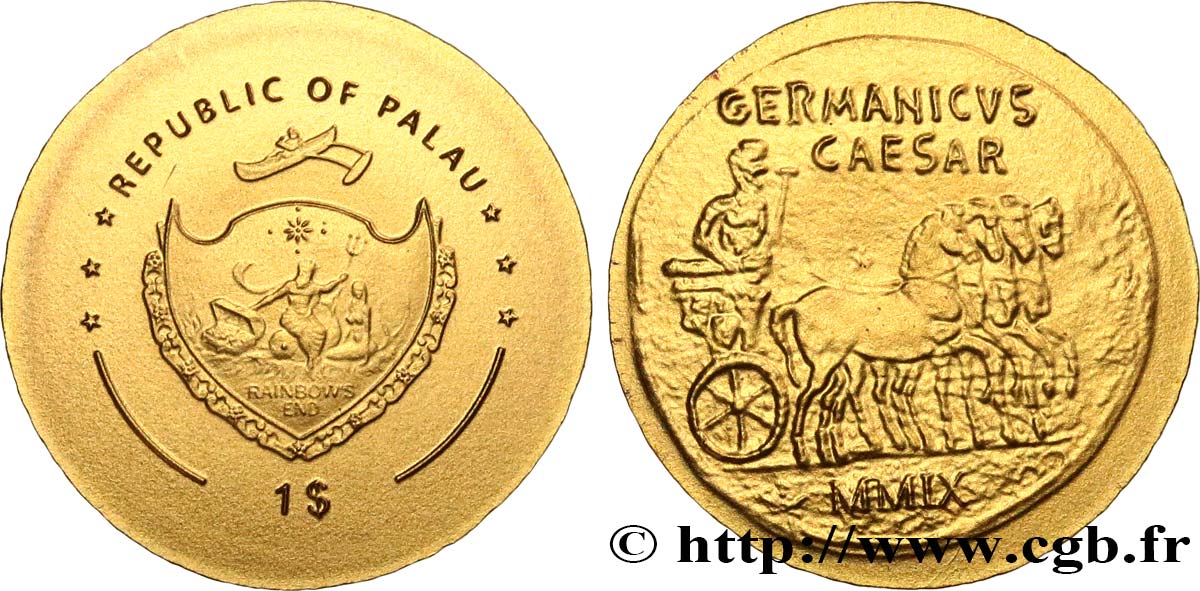 PALAU 1 Dollar série monnaies romaines : sesterce de Germanicus 2009  ST 