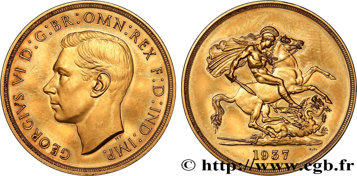 GREAT-BRITAIN - GEORGE VI 5 Pounds (5 souverains) Proof 1937 Londres MS 