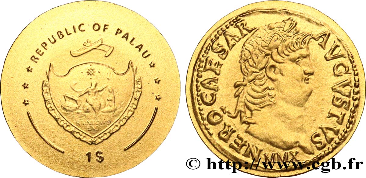 PALAU 1 Dollar série monnaies romaines : monnaie de Néron 2010  FDC 