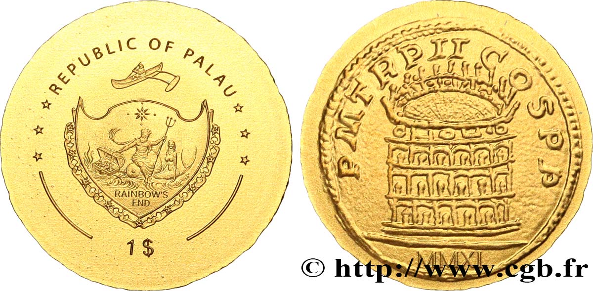 PALAU 1 Dollar série monnaies romaines : monnaie du Colisée 2011  ST 