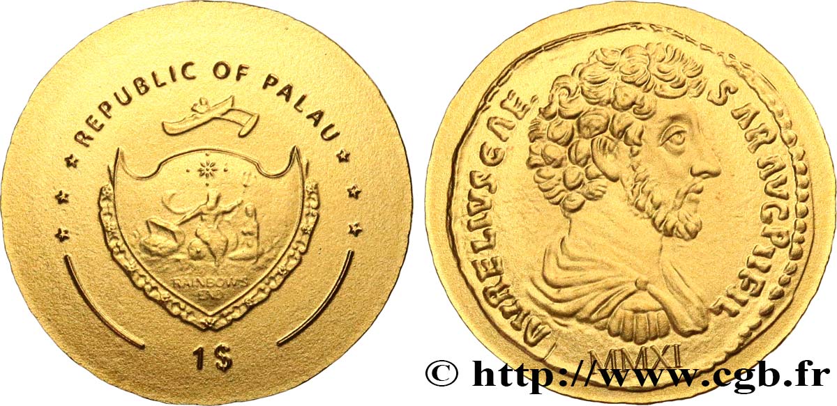 PALAU 1 Dollar série monnaies romaines : monnaie de Marc-Aurèle 2011  MS 