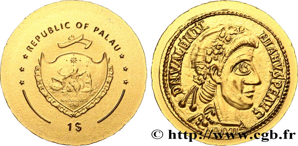 PALAU 1 Dollar série monnaies romaines : monnaie de Valentinien 2012  MS 