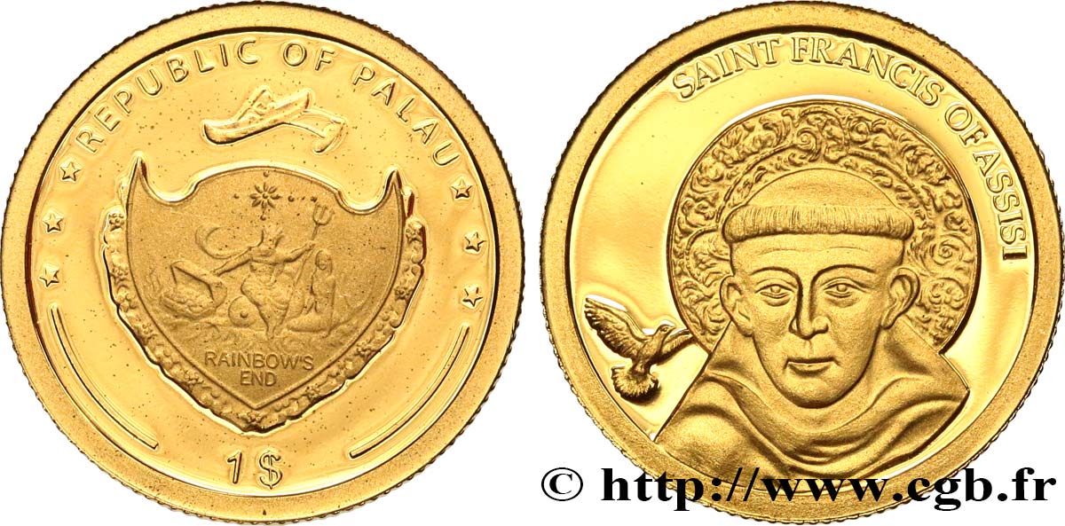 PALAU 1 Dollar Proof Saint-François d’Assise (2008)  MS 