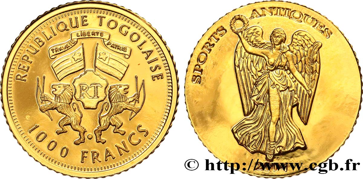 TOGO 1000 Francs Proof Sports antiques 2004  FDC 