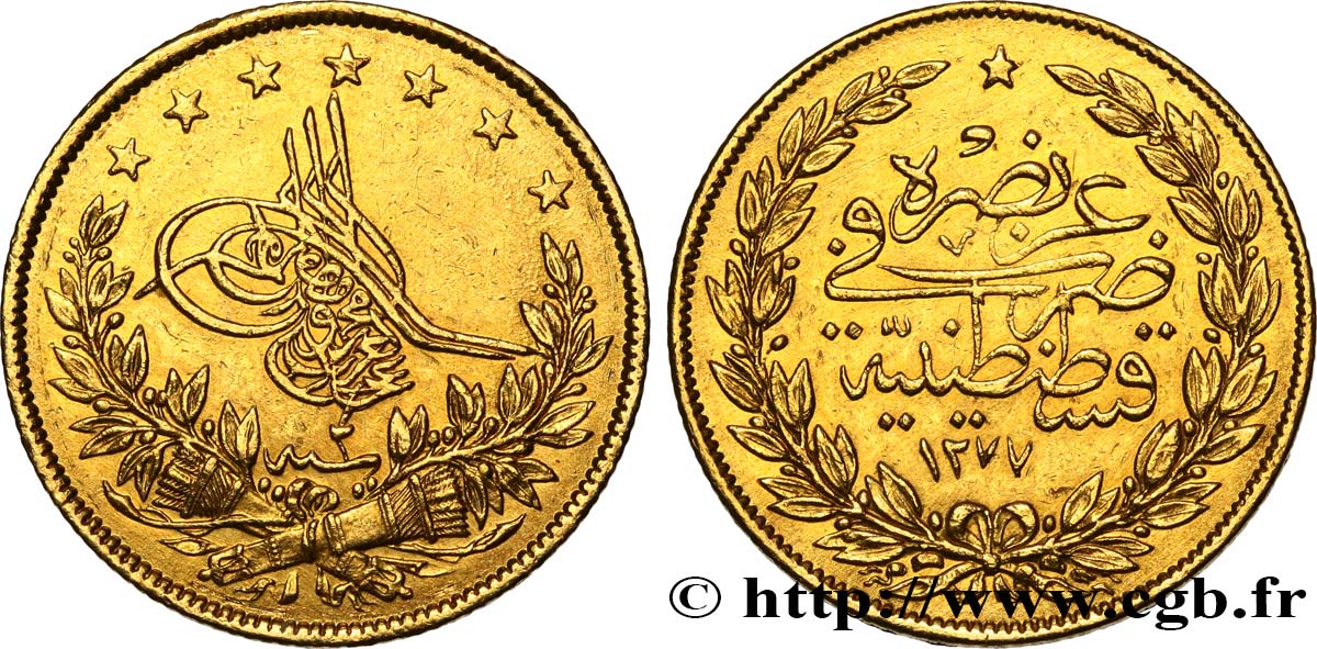 TÜRKEI 100 Kurush or Sultan Sultan Abdülaziz AH 1277 An 2 1862 Constantinople fVZ 