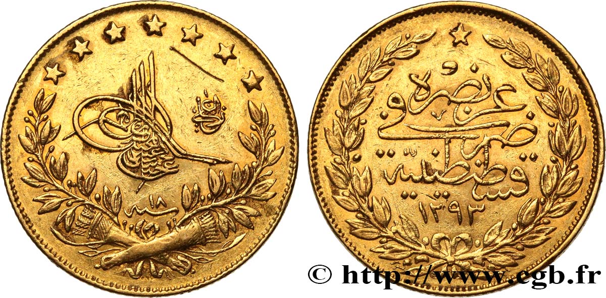 TURKEY 100 Kurush or Sultan Abdülhamid II AH 1293 An 18 1893 Constantinople XF 
