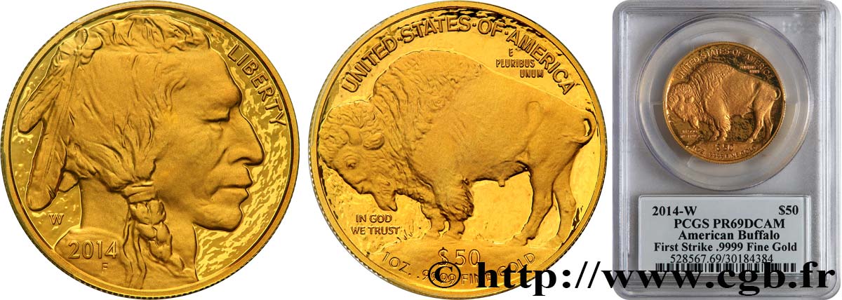 ÉTATS-UNIS D AMÉRIQUE 50 Dollars Proof “American Buffalo” 2014  FDC69 PCGS