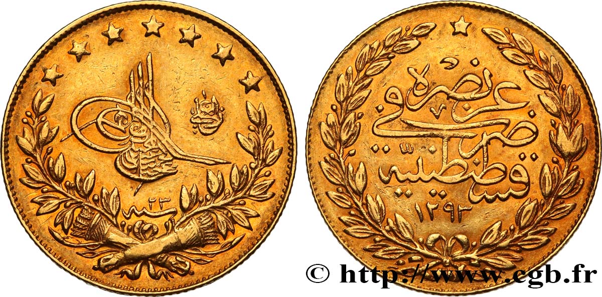 TURKEY 100 Kurush or Sultan Abdülhamid II AH 1293 An 23 1898 Constantinople XF 