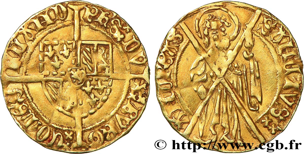 FLANDERS - COUNTY OF FLANDERS - PHILIP THE GOOD Florin d or de Bourgogne n.d. Gant AU 