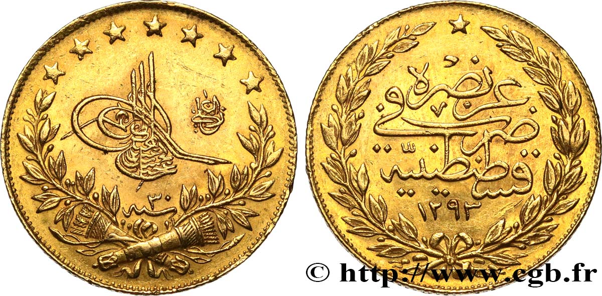 TURQUIE 100 Kurush or Sultan Abdülhamid II AH 1293 An 30 1904 Constantinople TTB 