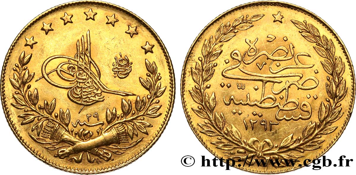 TÜRKEI 100 Kurush or Sultan Abdülhamid II AH 1293 An 29 1903 Constantinople fVZ 