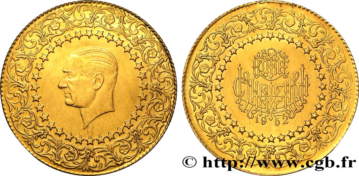 TURKEY 100 Kurush Mustafa Kemal Atatürk série des  monnaies de luxe 1952  AU 
