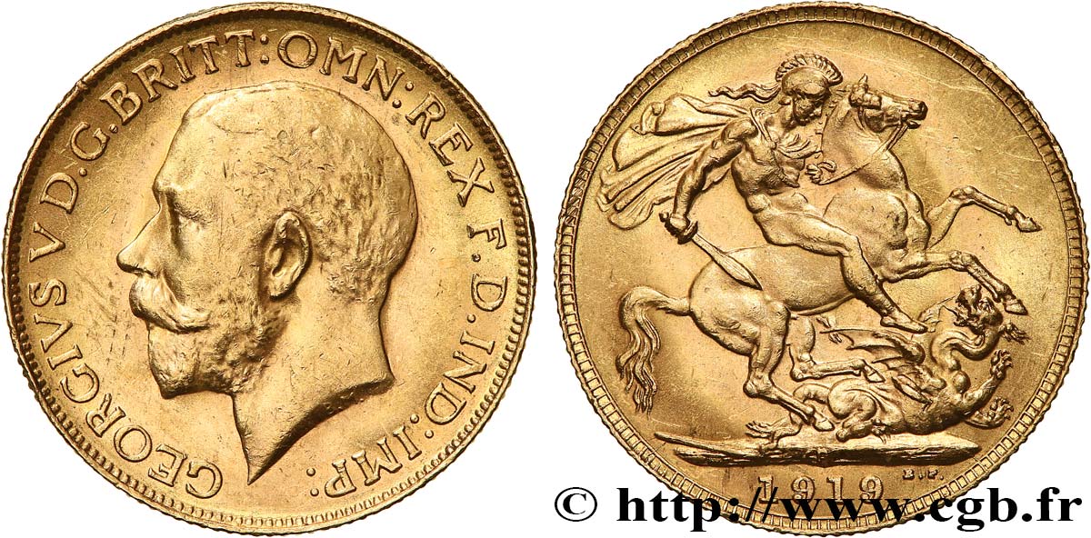 INVESTMENT GOLD 1 Souverain Georges V 1919 Perth SPL 
