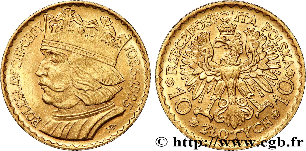 POLOGNE 10 Zlotych Boleslas Ier 1925 Varsovie SUP 