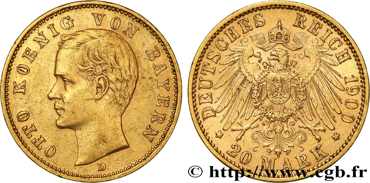 GERMANY - KINGDOM OF BAVARIA - OTTO 20 Mark  1900 Munich AU 