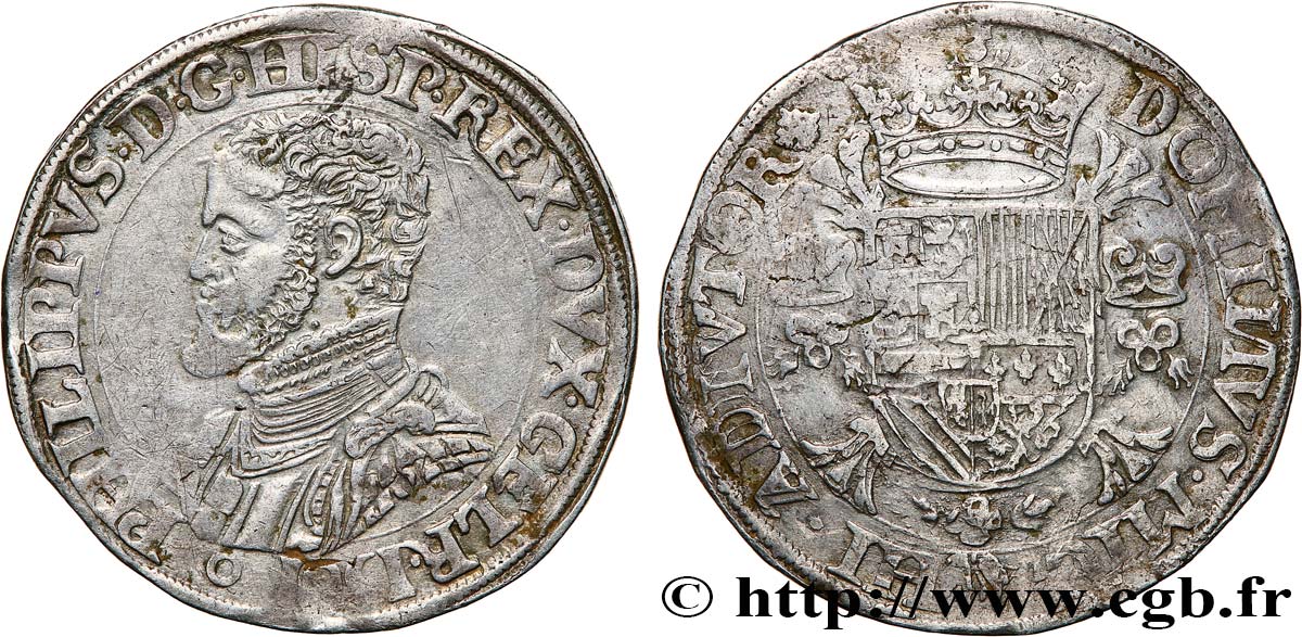 SPANISH NETHERLANDS - DUCHY OF GUELDRE - PHILIP II Écu philippe ou daldre philippus 1561 Nimègue XF 