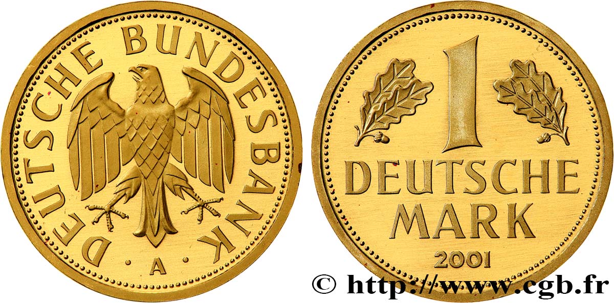GERMANIA 1 Mark Proof en or 2001 Berlin FDC 