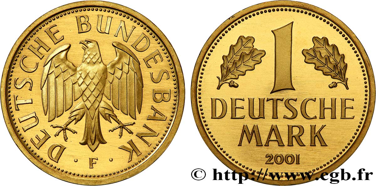 GERMANY 1 Mark Proof en or 2001 Francfort MS 