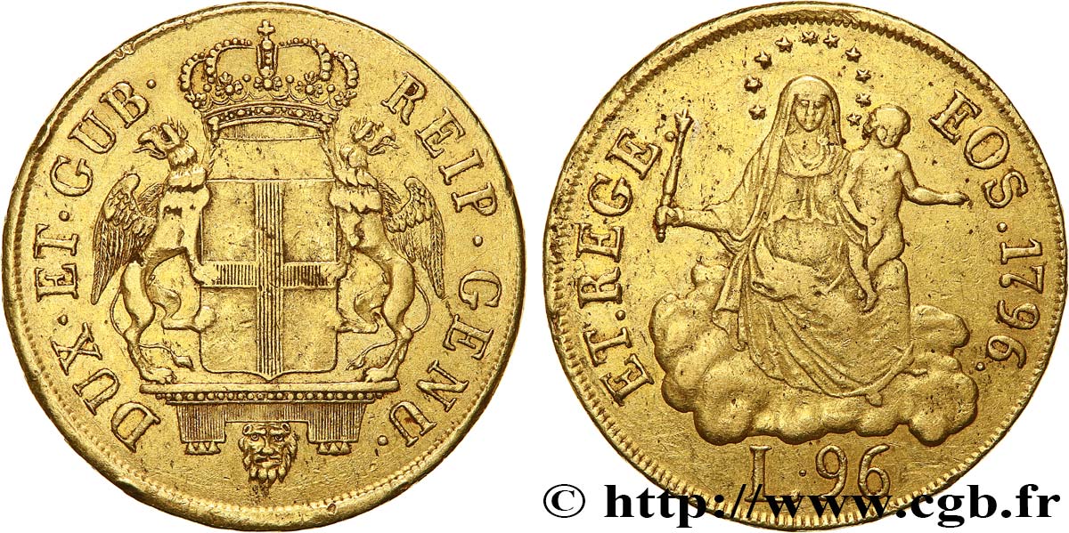 ITALIA - REPUBBLICA DE GENOVA 96 Lire 1796 Gênes BB 