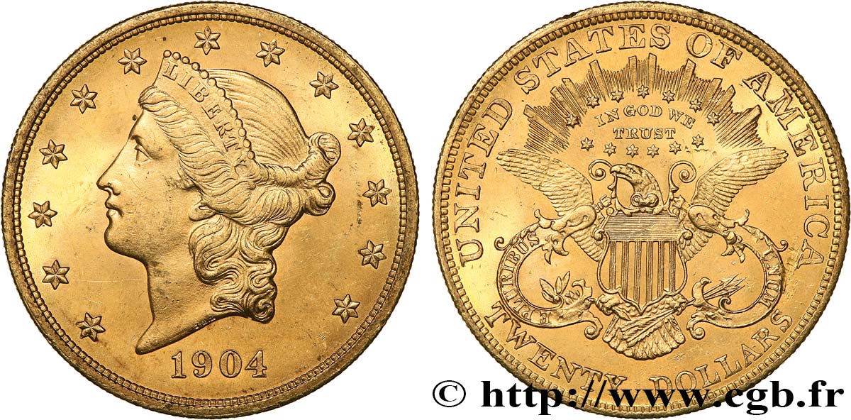 ÉTATS-UNIS D AMÉRIQUE 20 Dollars  Liberty  1904 Philadelphie FDC 