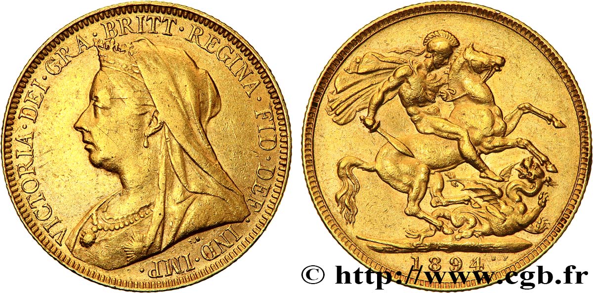 INVESTMENT GOLD 1 Souverain “Old Head” Victoria 1894 Londres XF 