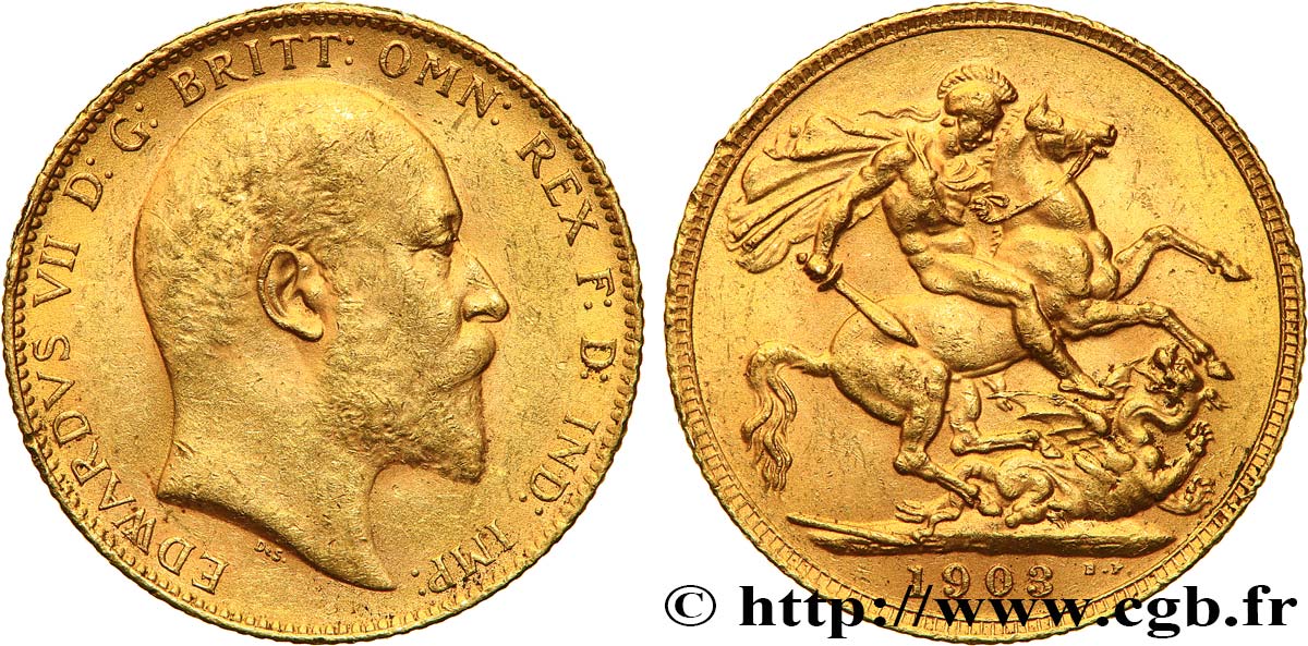 INVESTMENT GOLD 1 Souverain Edouard VII 1903 Londres BB 