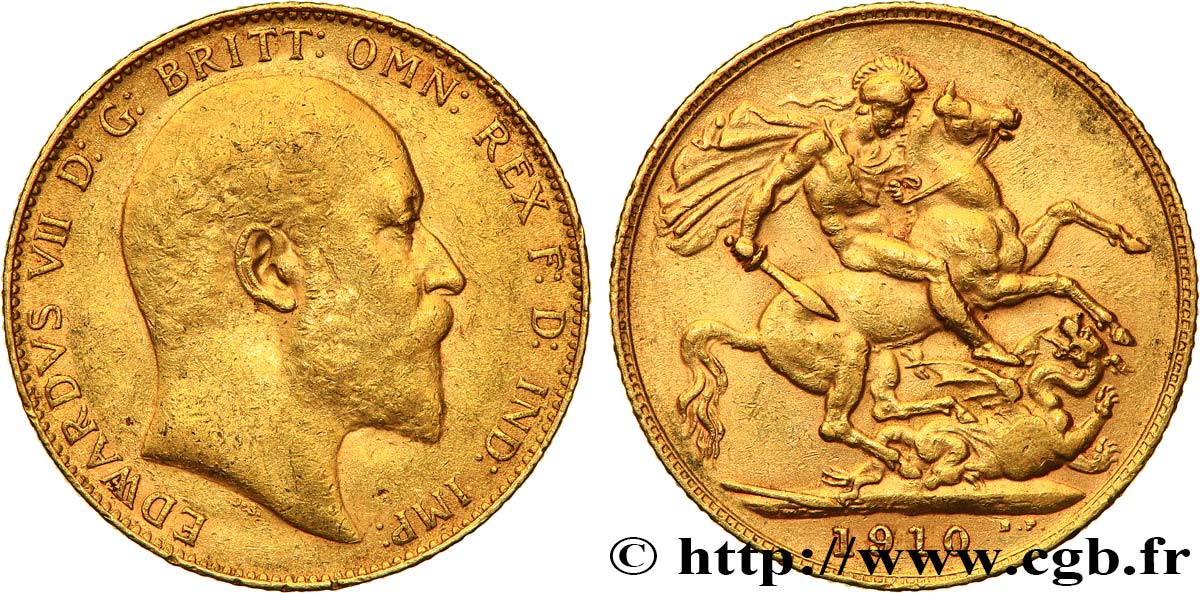 INVESTMENT GOLD 1 Souverain Édouard VII 1910 Londres XF 