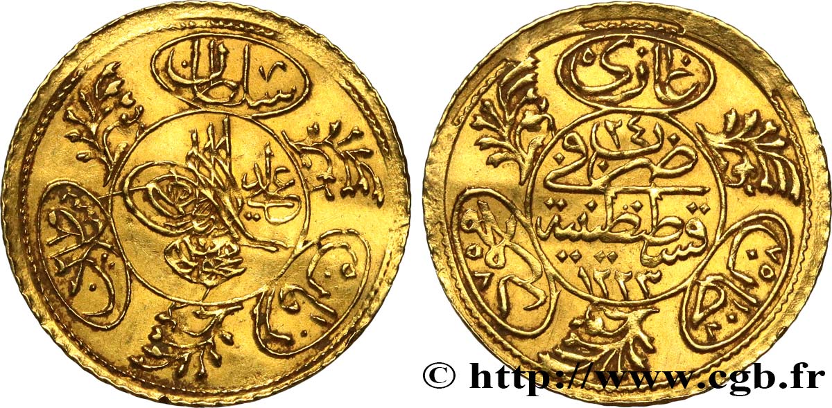 TURKEY Hayriye Altin AH 1223 an 24 1831 Constantinople AU 