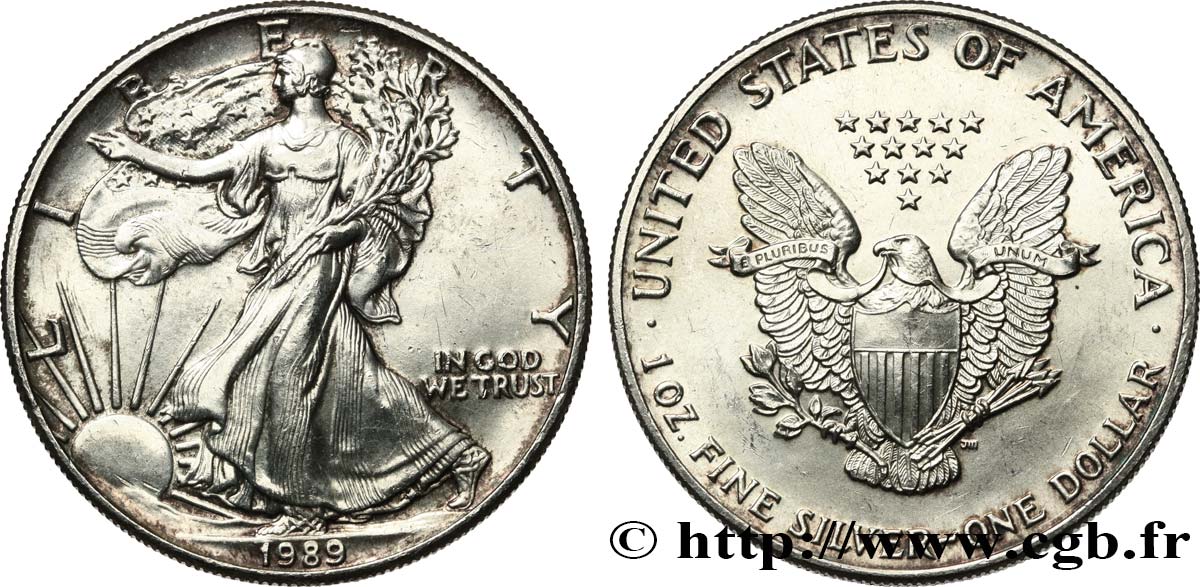 UNITED STATES OF AMERICA 1 Dollar type Silver Eagle 1989 Philadelphie AU 
