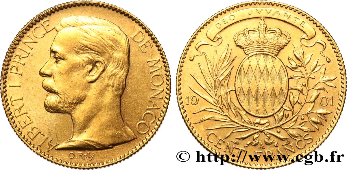 MONACO 100 Francs or Albert Ier 1901 Paris SUP 