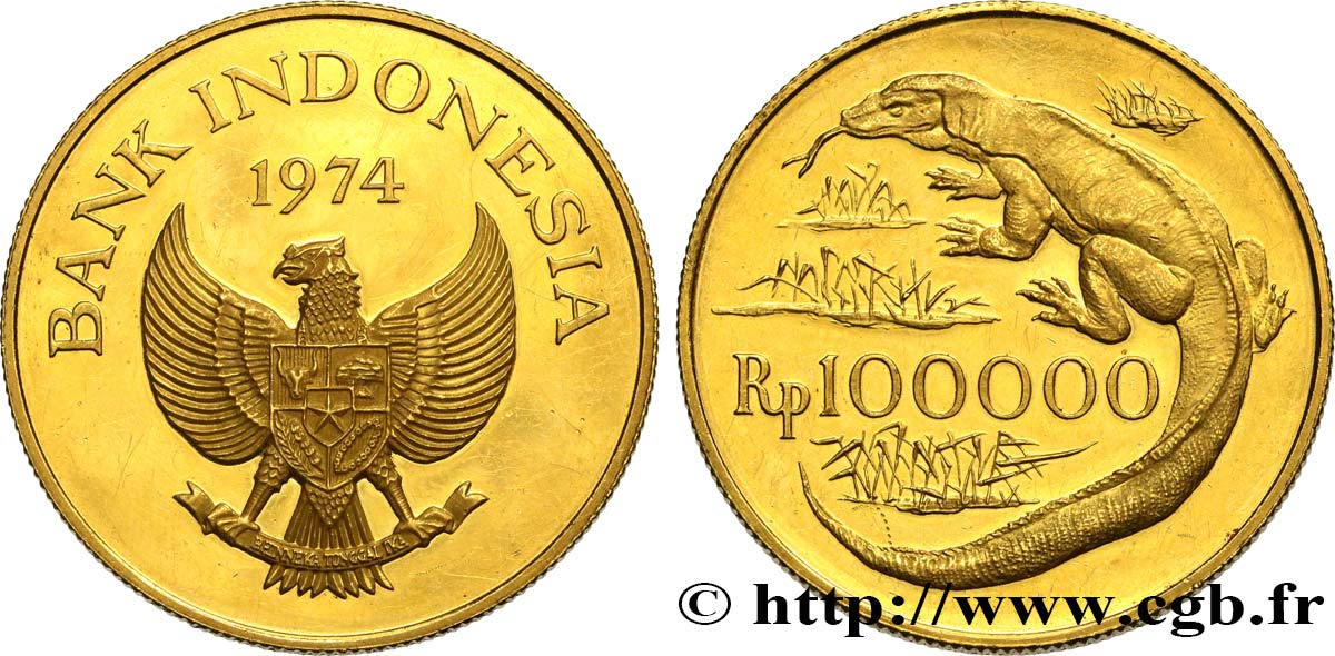 INDONESIA 100 000 Rupiah Proof 1974  AU 