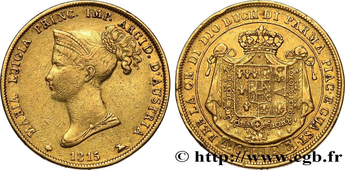 ITALY - PARMA AND PIACENZA 40 Lire Marie-Louise 1815 Milan XF 