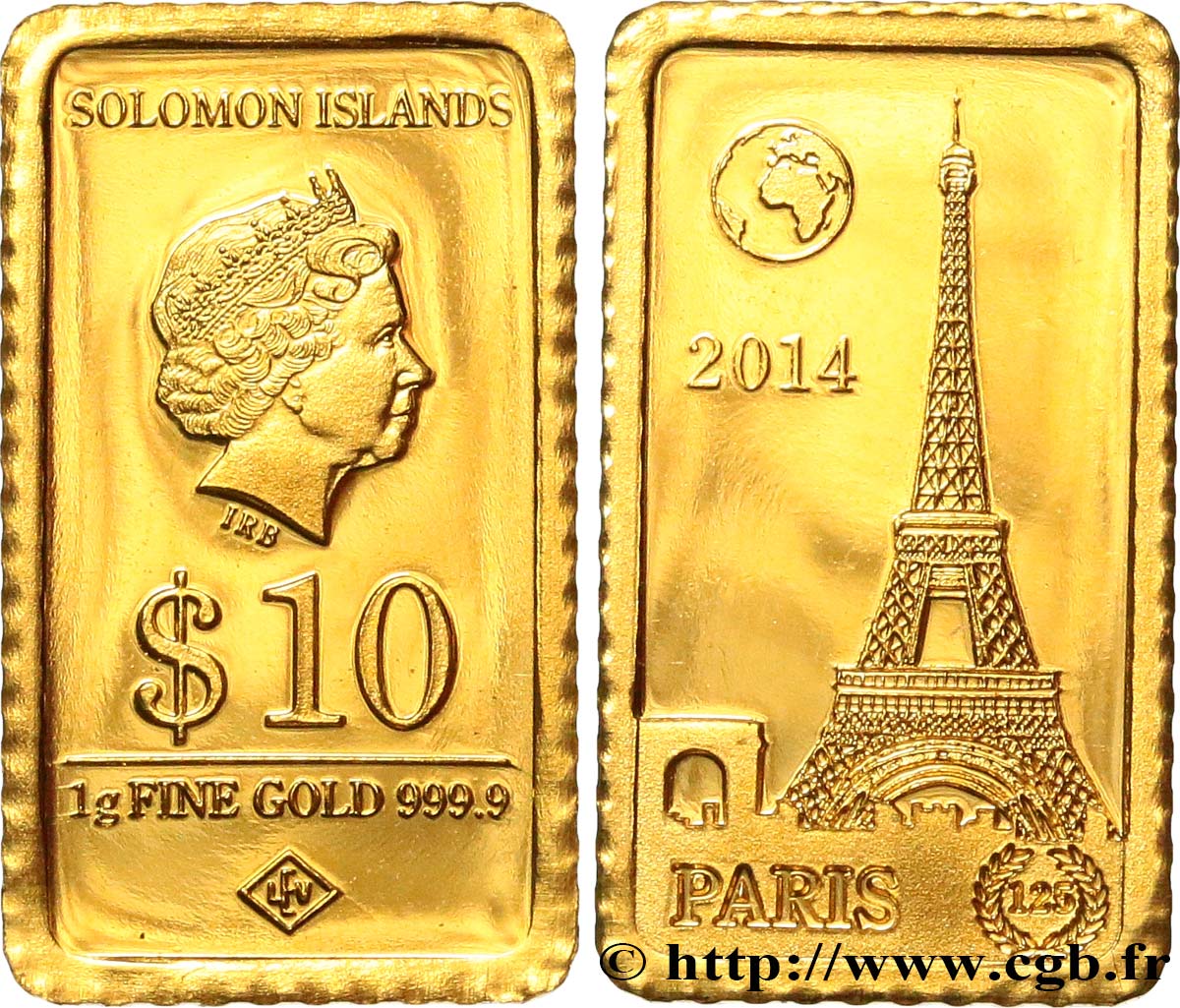 SOLOMON ISLANDS 10 Dollars Proof Tour Eiffel 2014  MS 