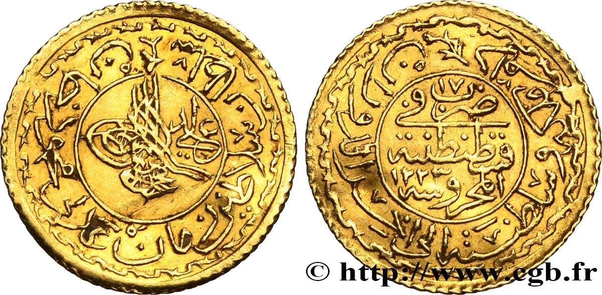 TURQUíA New Altin Mahmud II AH 1223 An 17 (1824) Constantinople EBC 