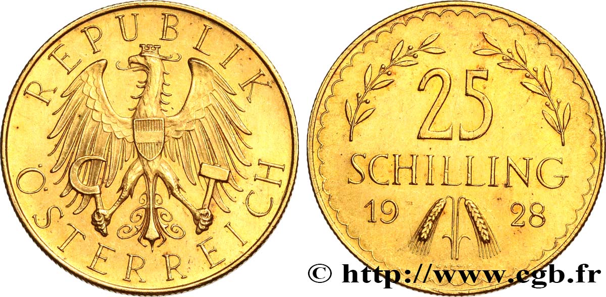 AUSTRIA 25 Schilling Proof aigle héraldique 1928 Vienne AU 