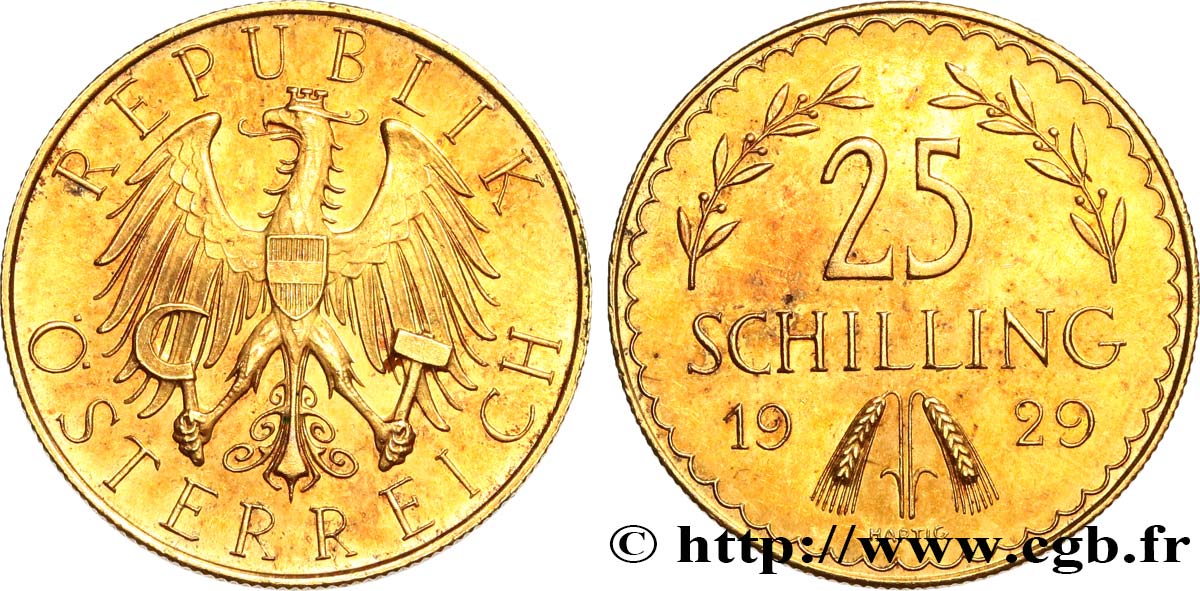 AUSTRIA 25 Schilling Proof aigle héraldique 1929 Vienne SPL 