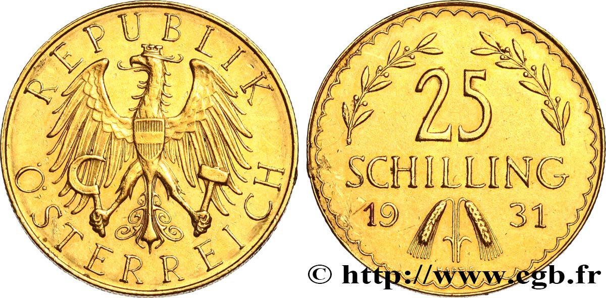 AUSTRIA 25 Schilling Proof aigle héraldique 1931 Vienne AU 