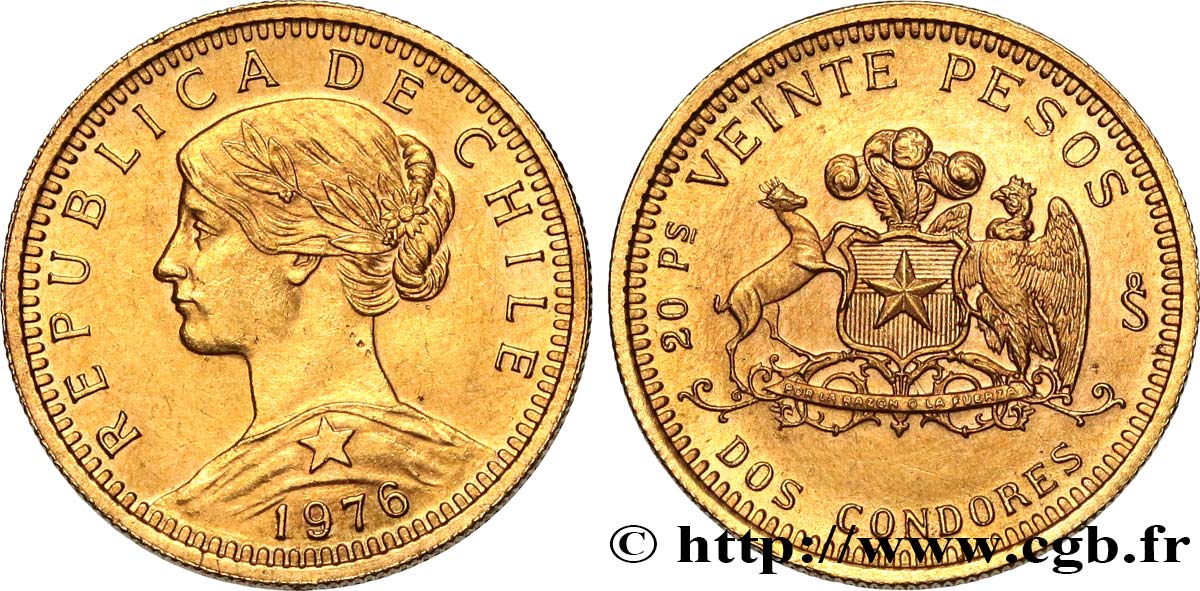CHILE
 20 Pesos 1976 Santiago EBC 