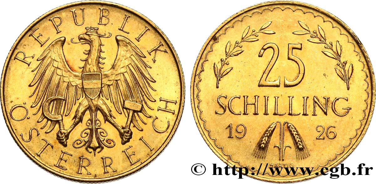 ÖSTERREICH 25 Schilling Proof aigle héraldique 1926 Vienne VZ 