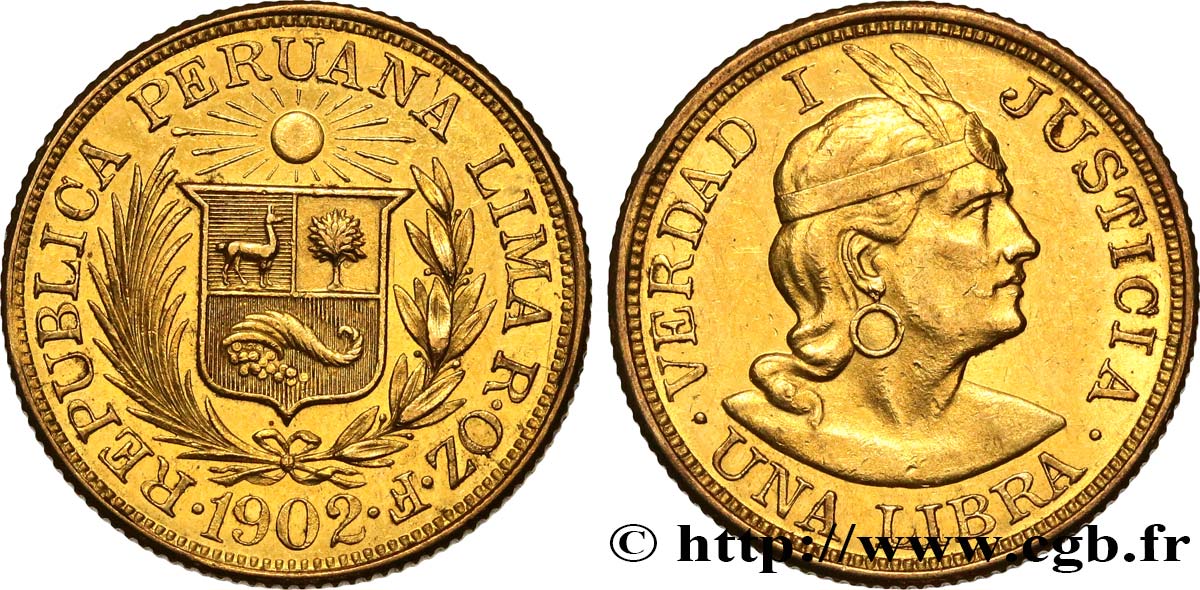 PERU 1 Libra 1902 Lima VZ 