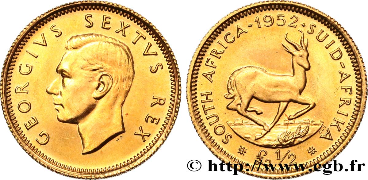 AFRIQUE DU SUD 1/2 Pound 1952  SPL 