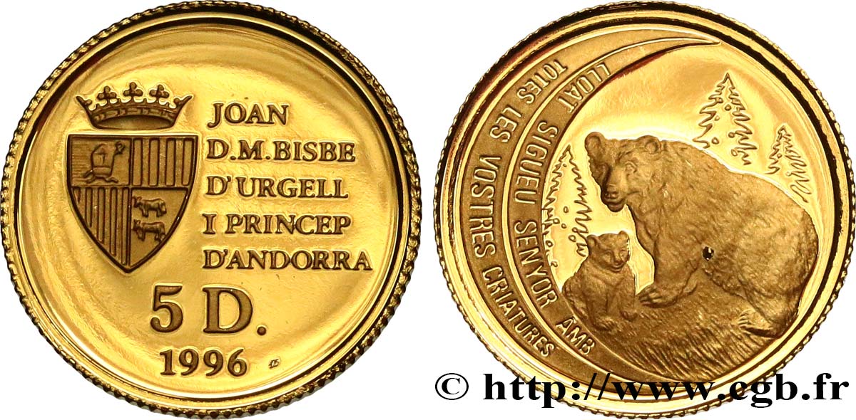 ANDORRA (PRINCIPALITY) 5 Diners Proof Ours 1996  MS 