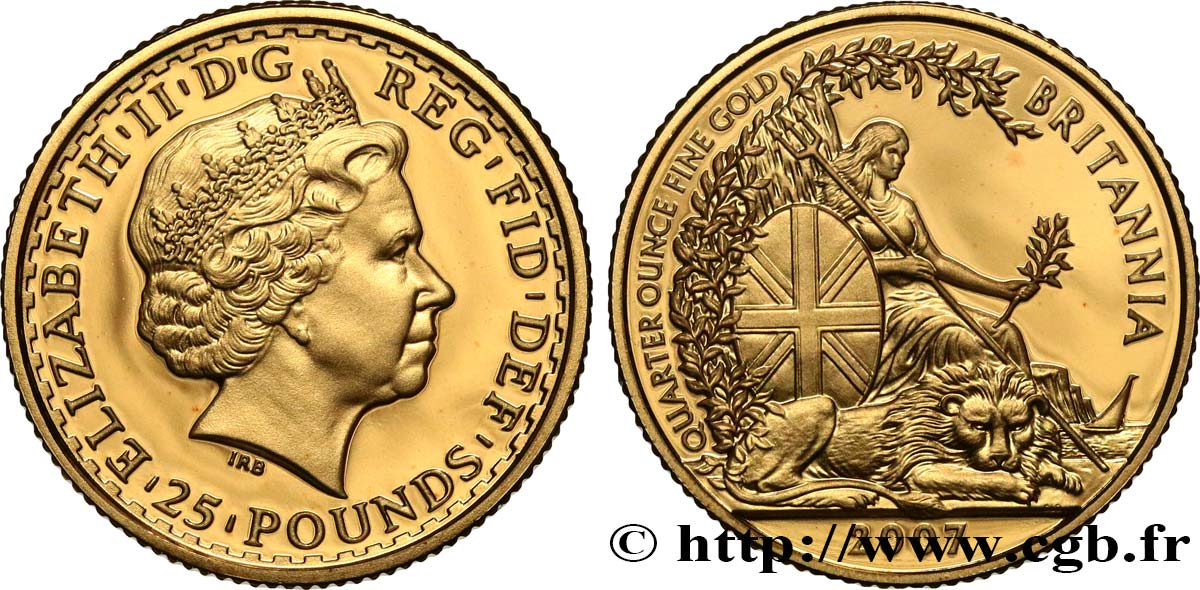 REINO UNIDO 25 Pounds Britannia Proof 2007 British Royal Mint SC 