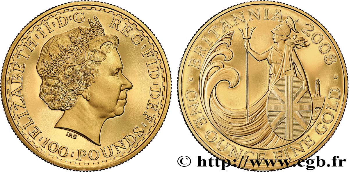 VEREINIGTEN KÖNIGREICH 100 Pounds Britannia Proof 2008 British Royal Mint fST 