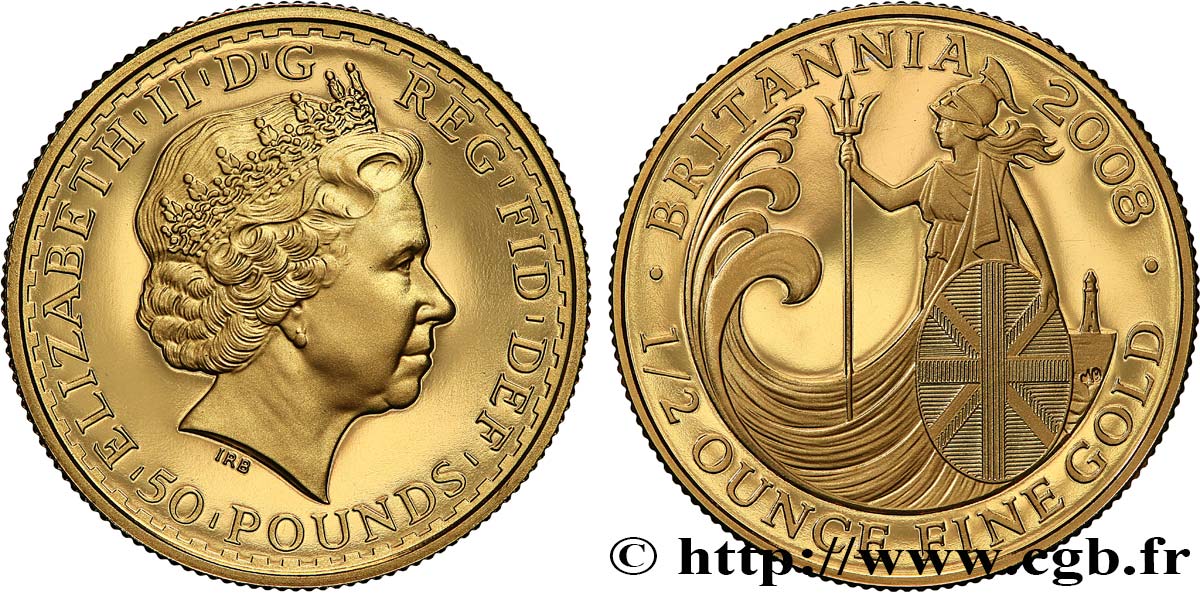 REGNO UNITO 50 Pounds Britannia Proof 2008 British Royal Mint MS 