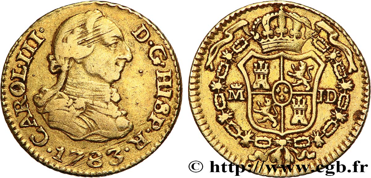 SPANIEN 1/2 Escudo Charles III 1783/79 Madrid SS 