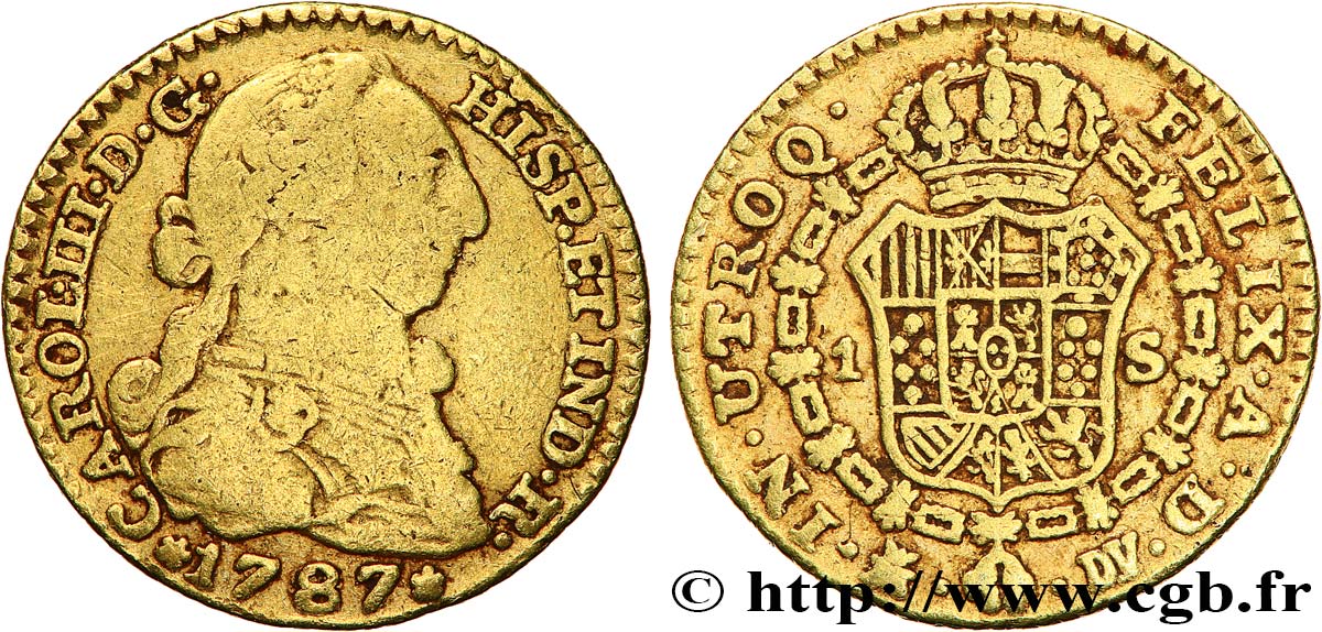 ESPAÑA 1 Escudo Charles III 1787 Madrid BC 