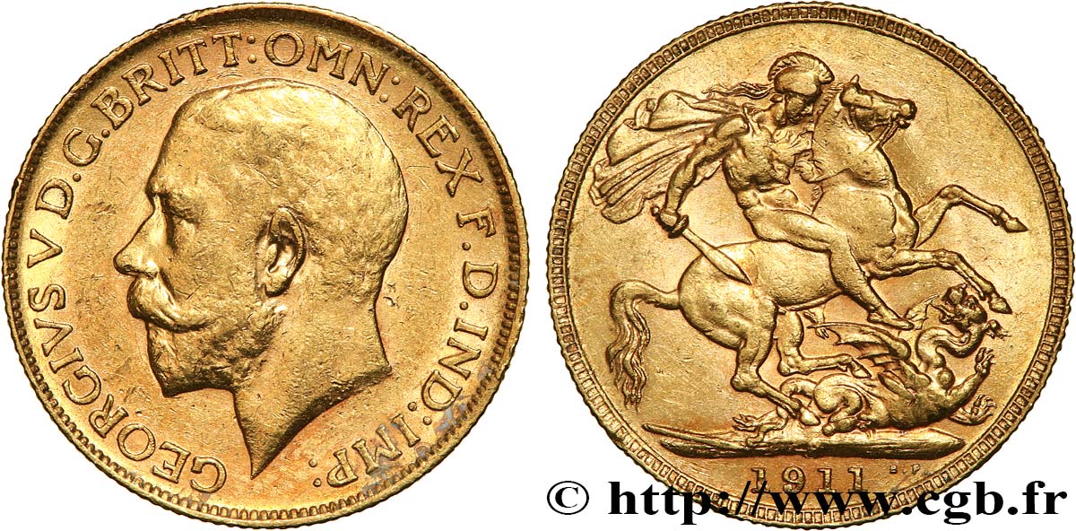 INVESTMENT GOLD 1 Souverain Georges V 1911 Perth AU 