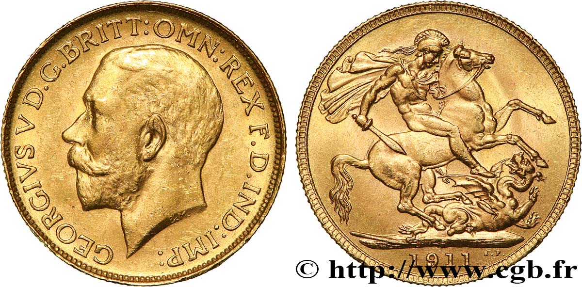 INVESTMENT GOLD 1 Souverain Georges V 1911 Perth q.SPL 