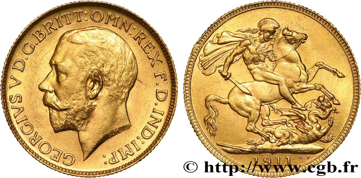 INVESTMENT GOLD 1 Souverain Georges V 1911 Perth q.SPL 